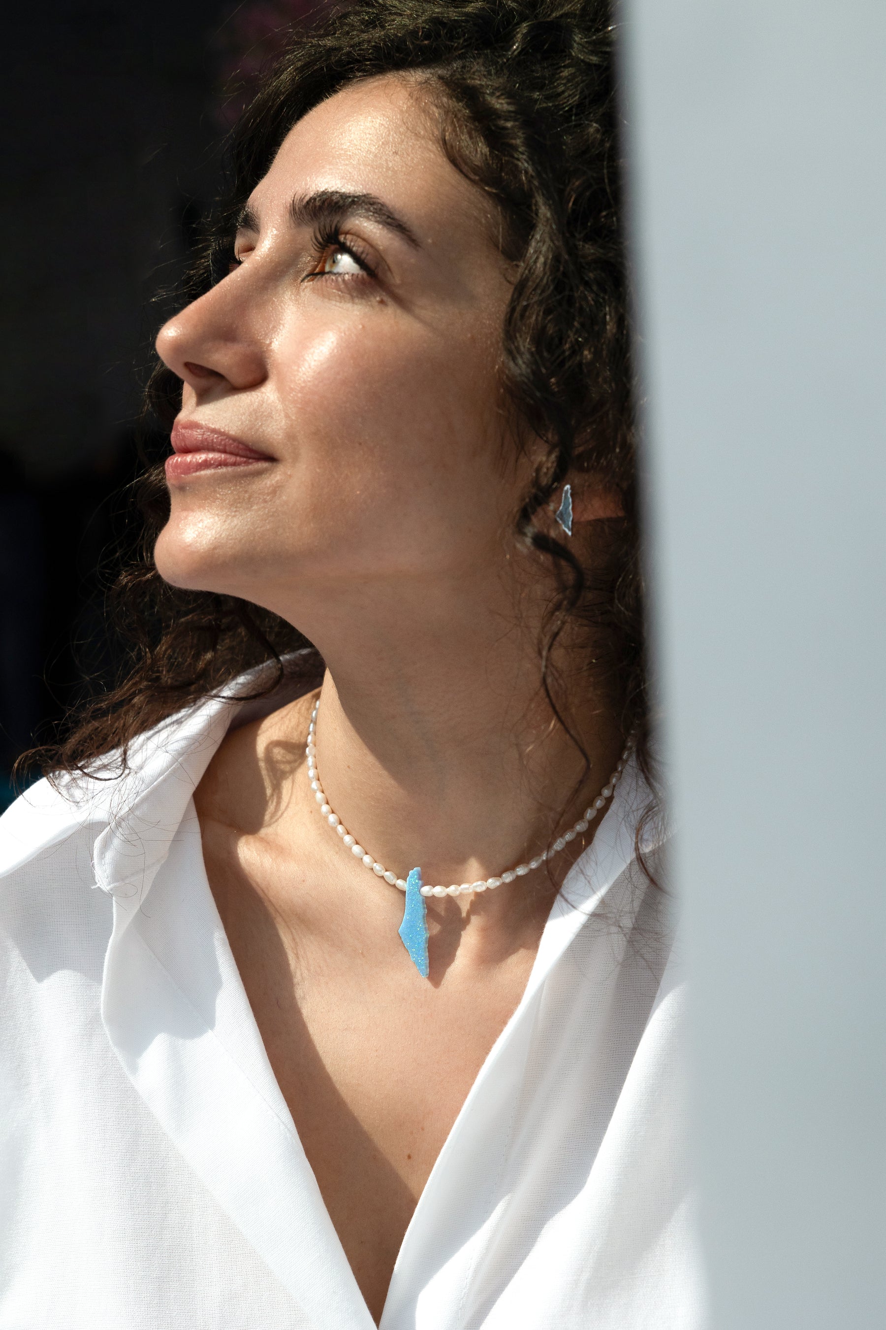 Opal Palestine map choker necklace