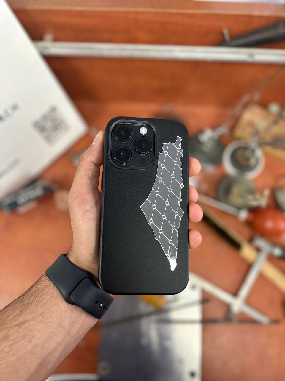 Palestine map with keffiyeh pattern sticker