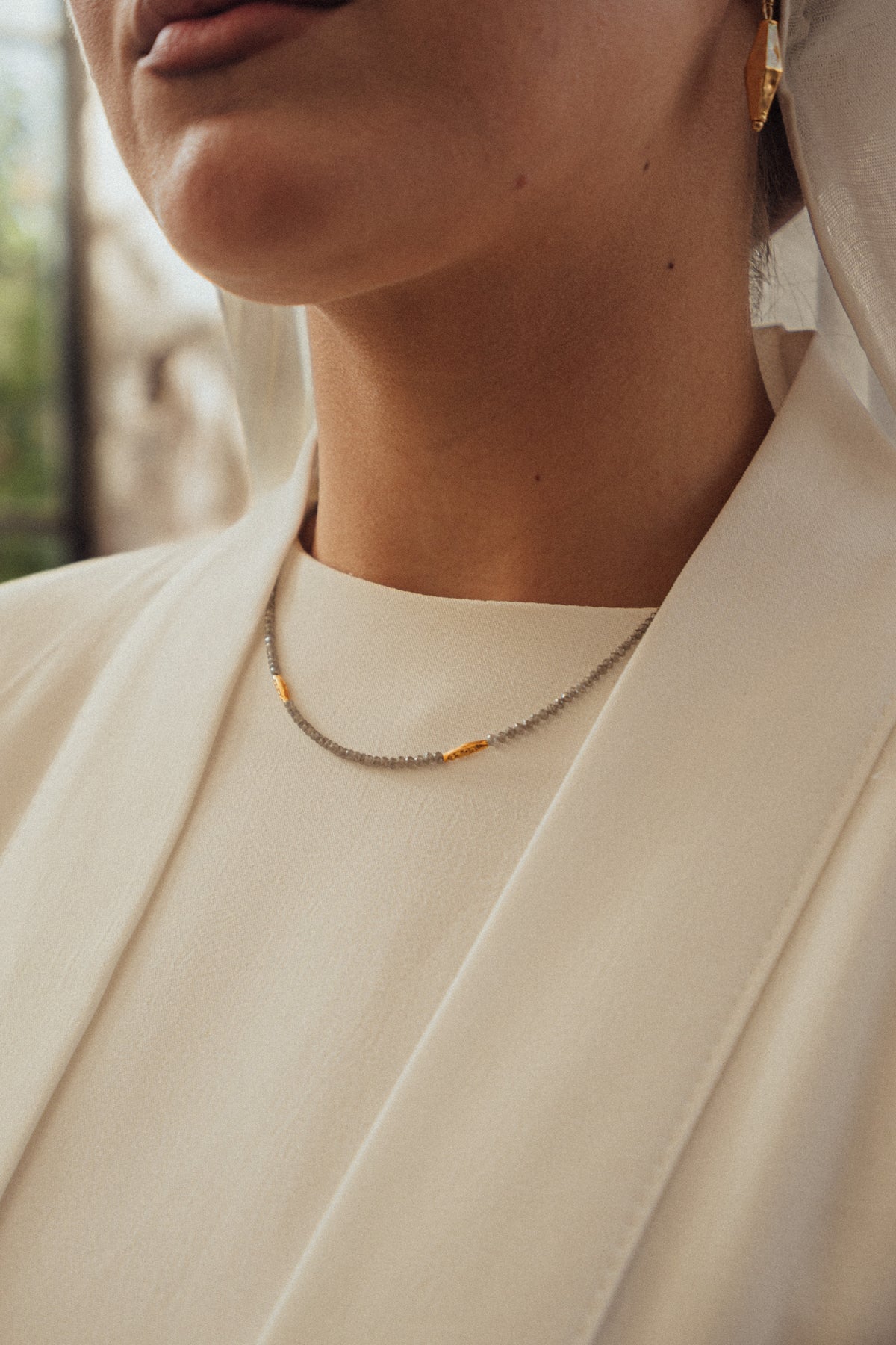 Small olive beads with Diamonds