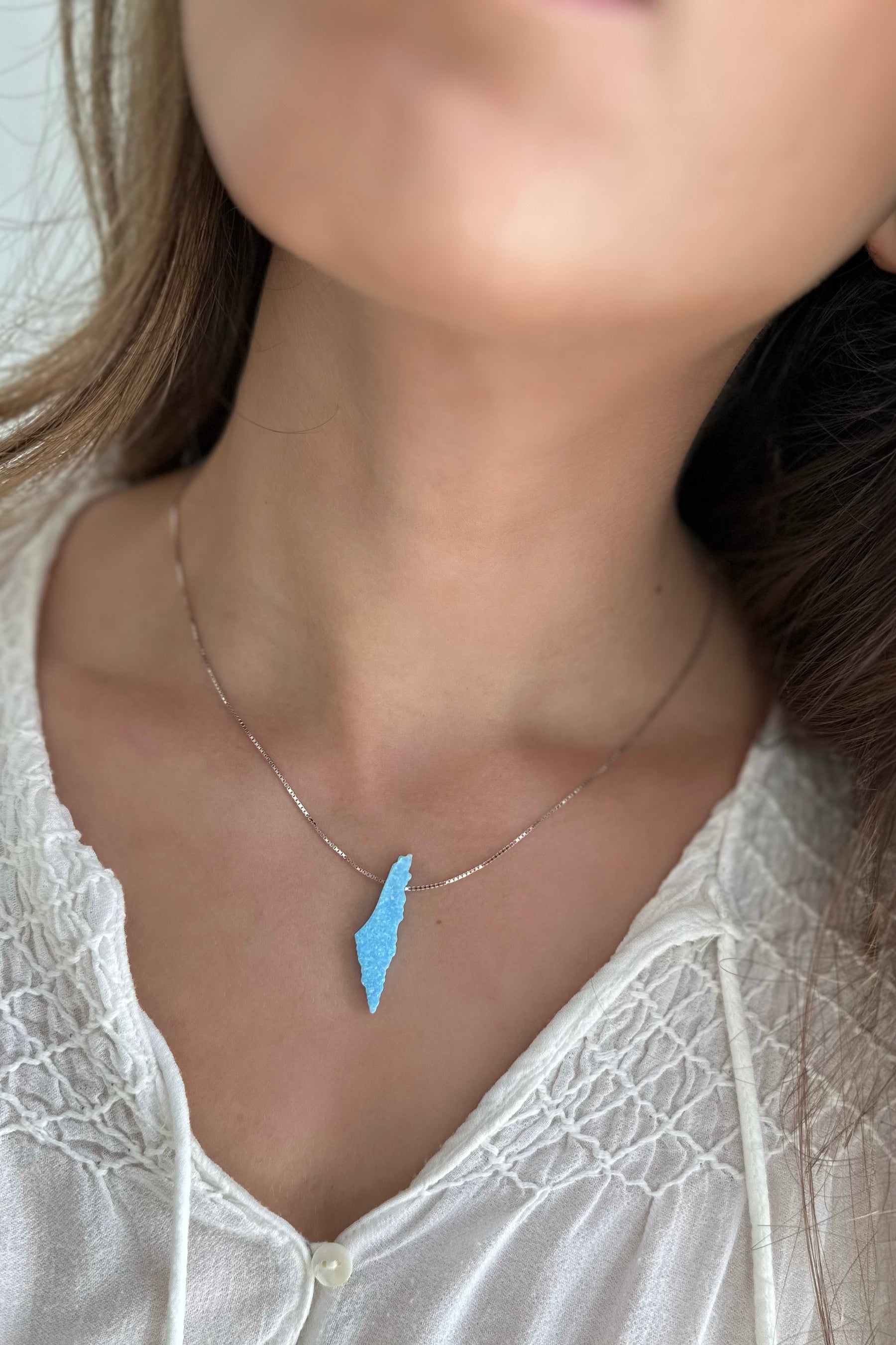 Opal Palestine map necklace