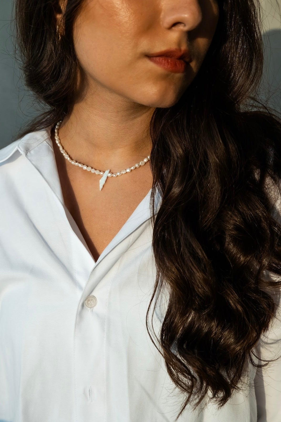 Opal Palestine map choker necklace