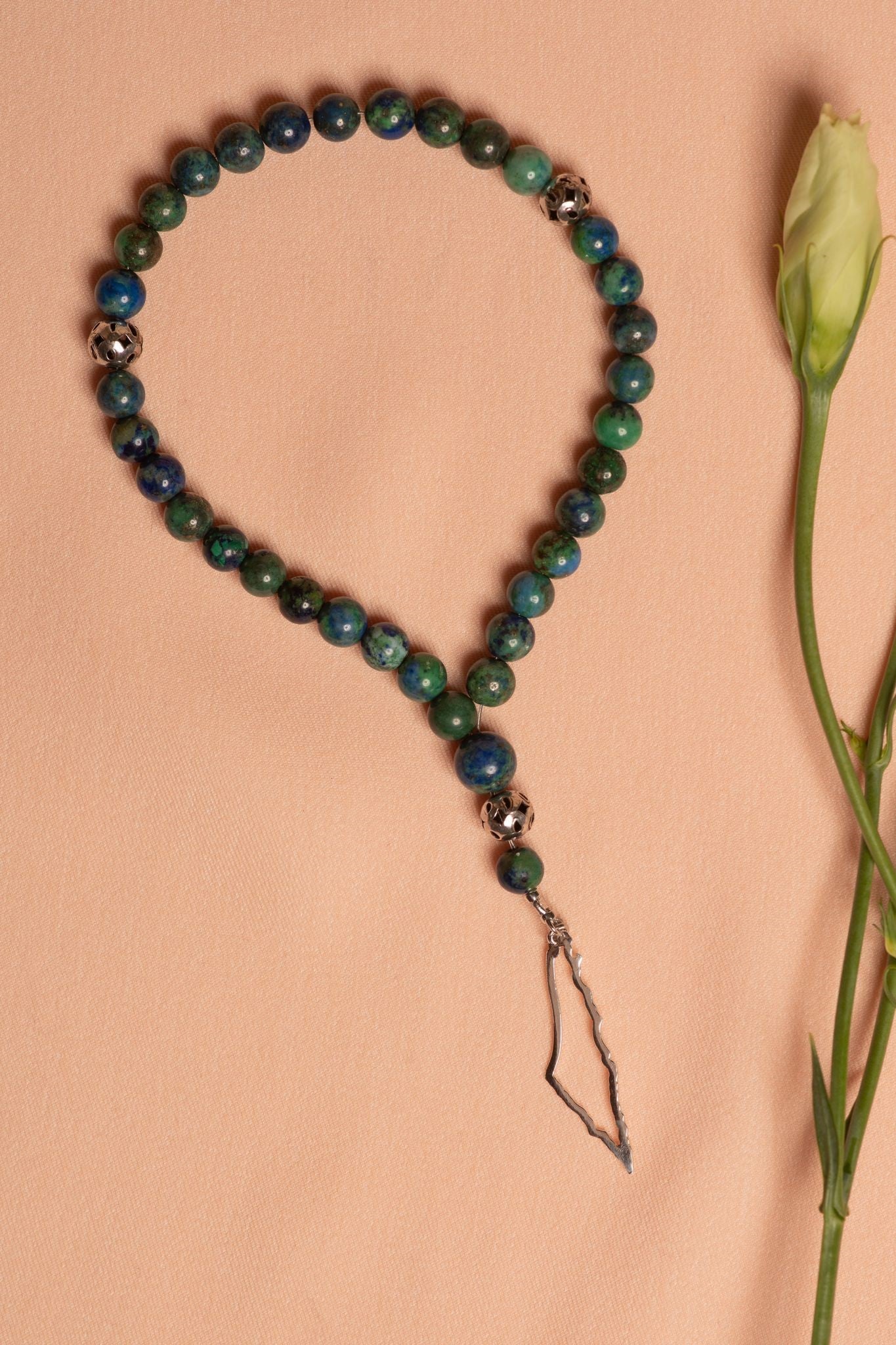 Eilat stone rosary with Palestine map frame
