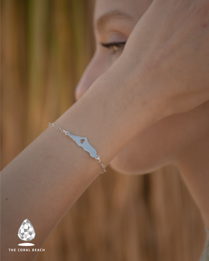 Palestine heart map bracelet