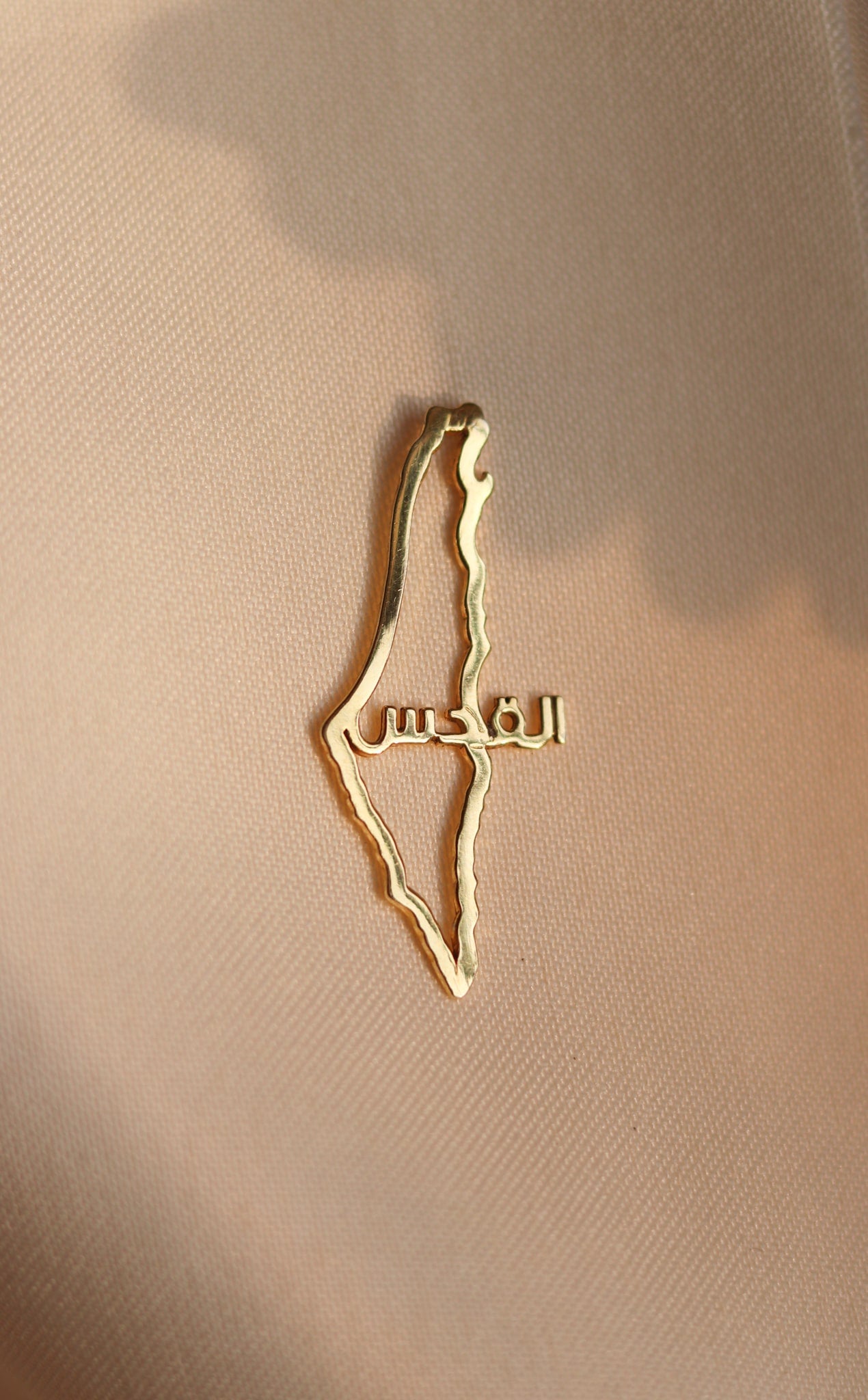 Palestine map with horizontal Jerusalem word in Arabic pin