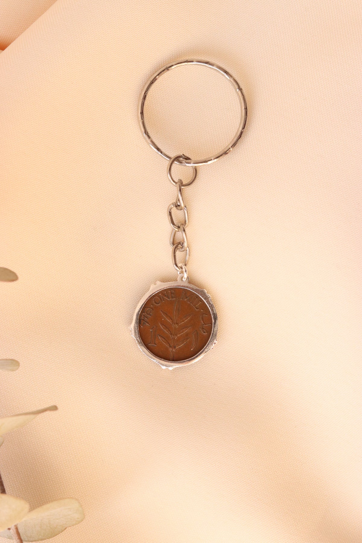 Palestinian coin 1 mil crown frame keychain