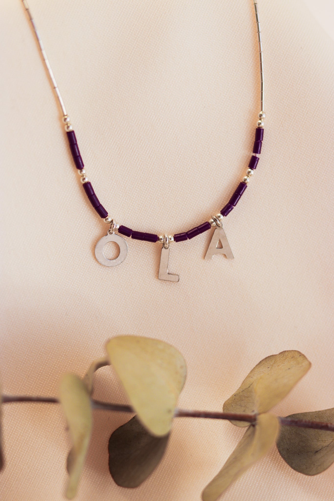 Custom name letters necklace with beads