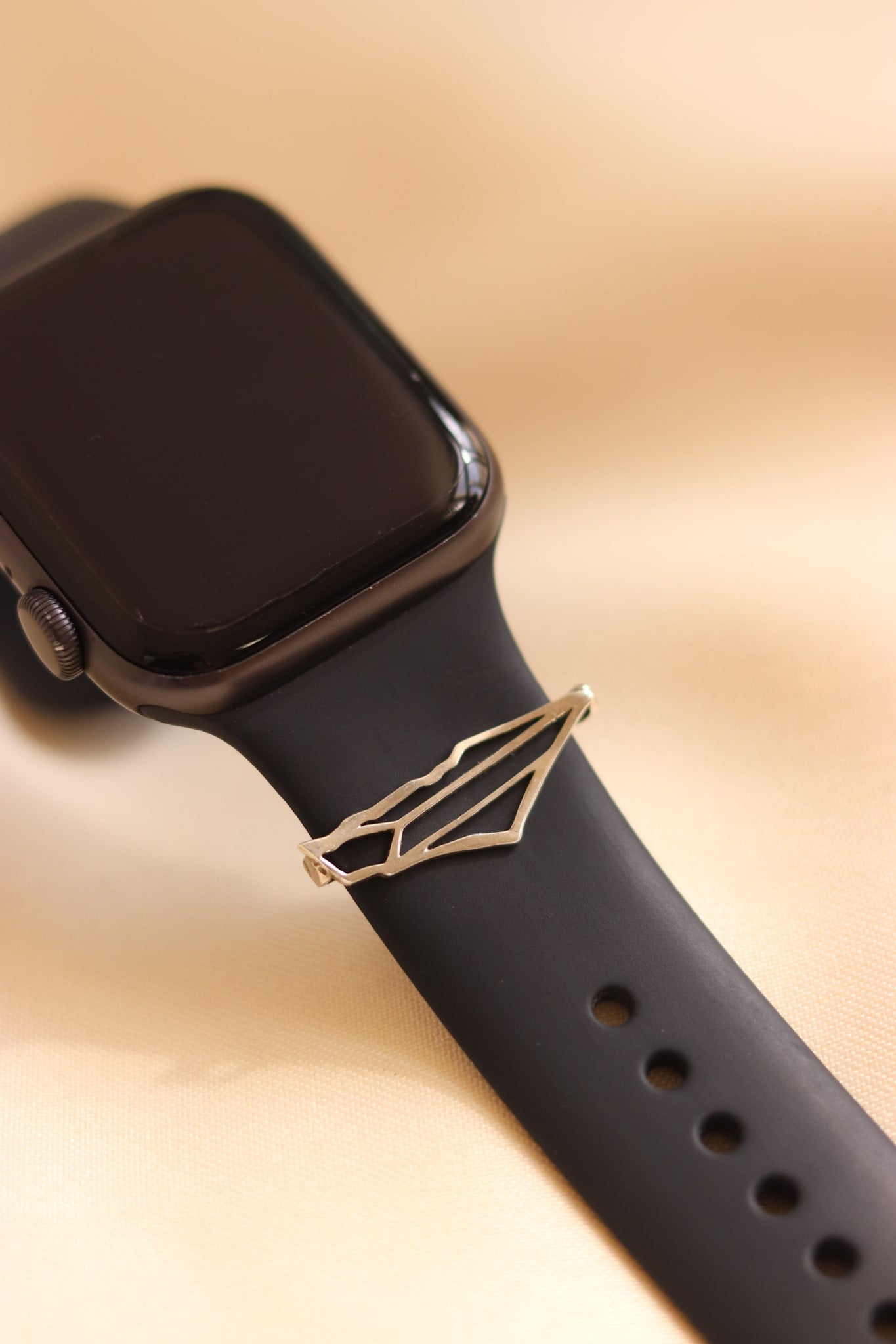 Palestine map frame with Palestinian flag shape inside Apple watch charm