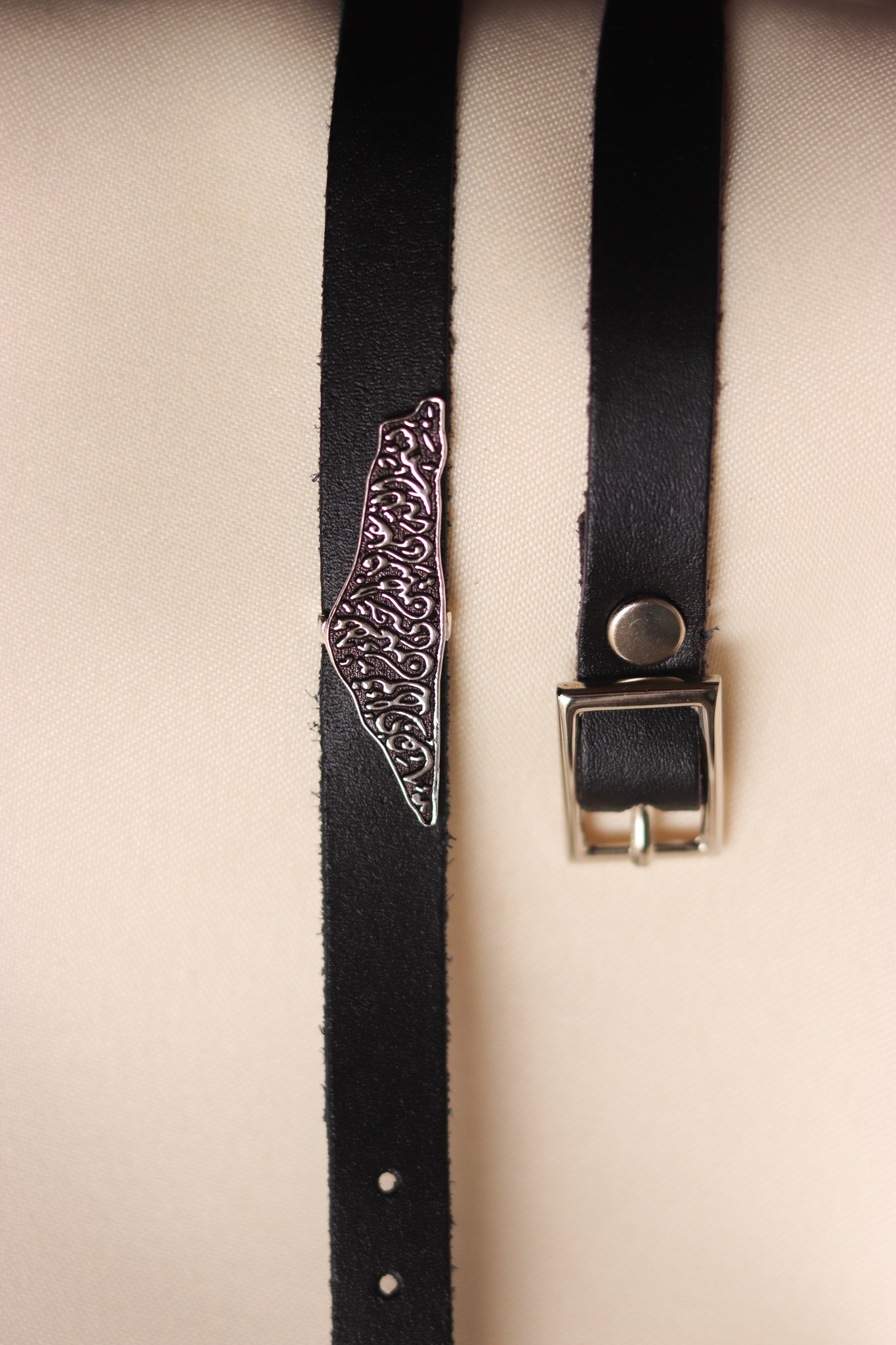 Palestine map with a prayer written inside leather bracelet