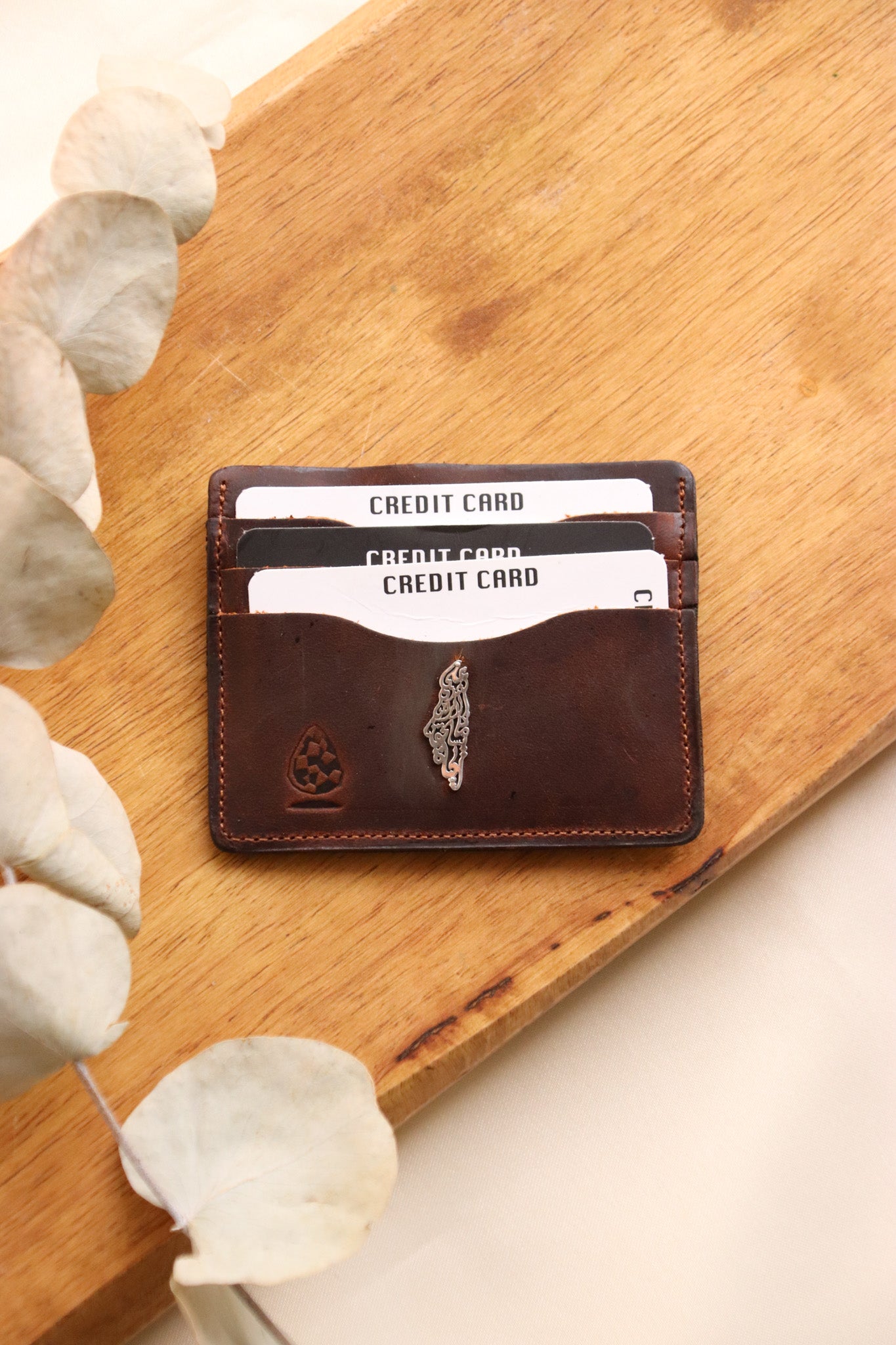 Palestine map with Palestinian famous poem written inside leather wallet