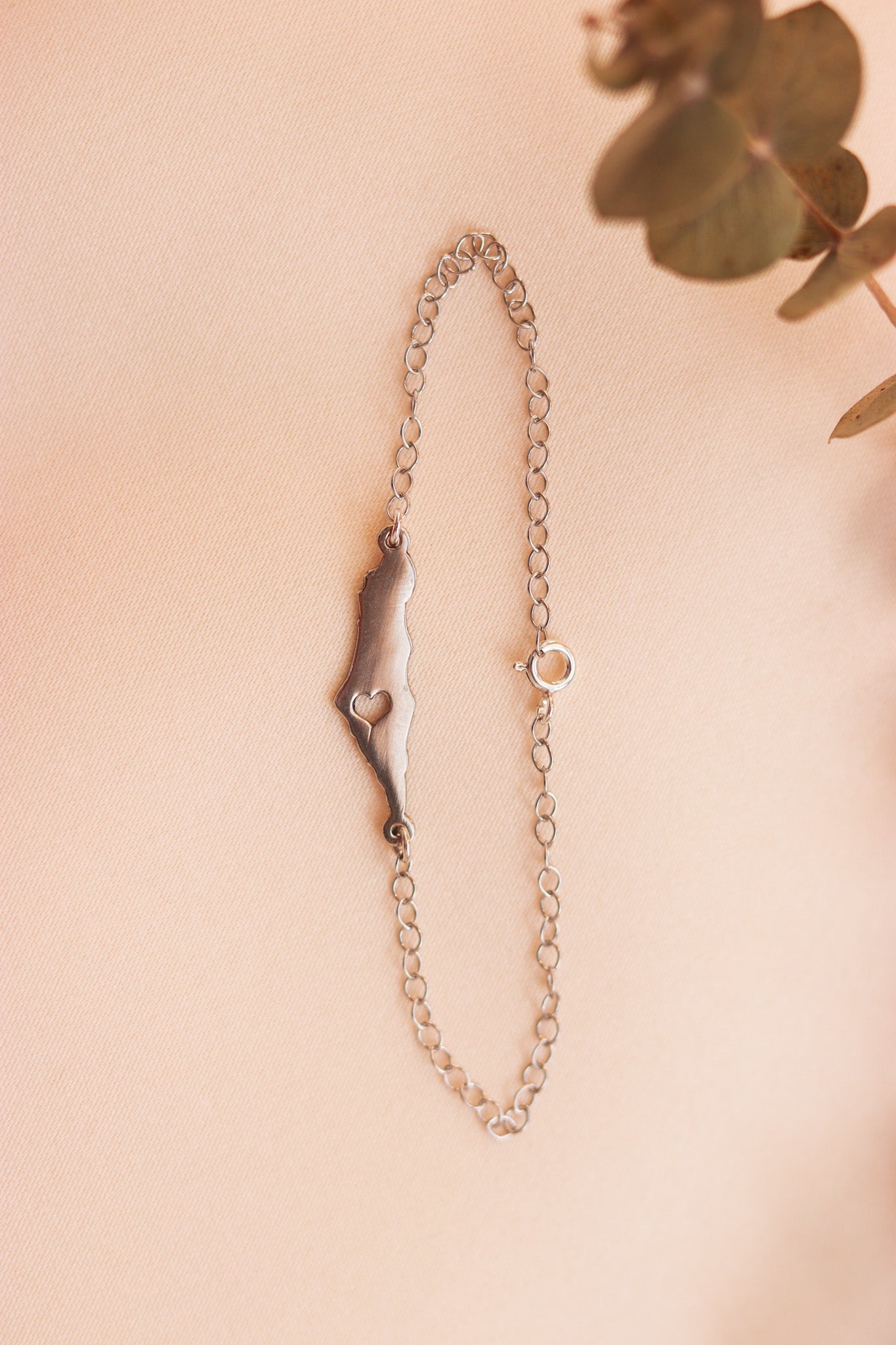 Palestine heart map bracelet