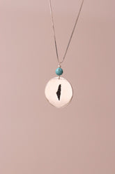 Car mirror chain with Palestine map engraved on a plate with turquoise stone