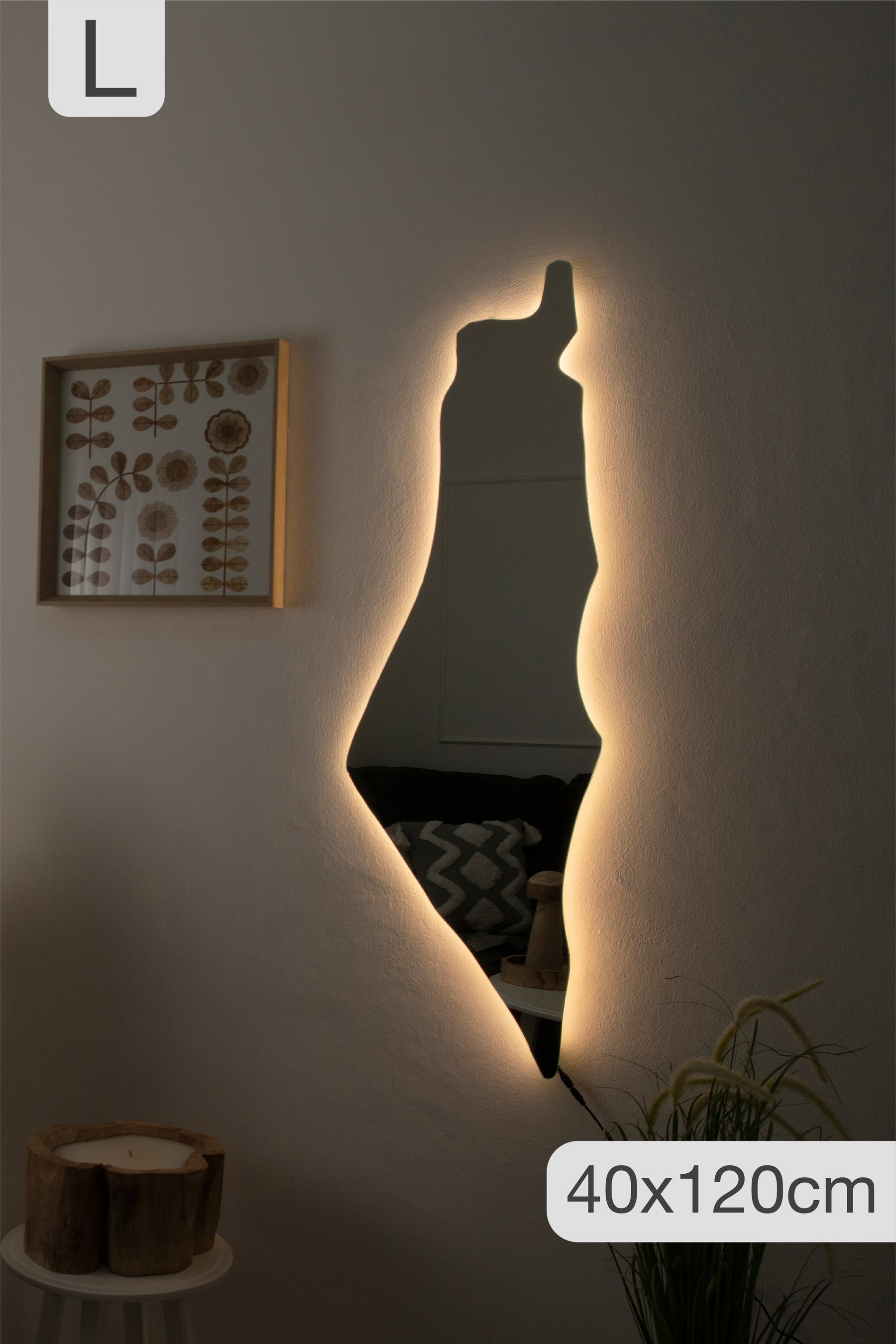 Palestine map mirror with light
