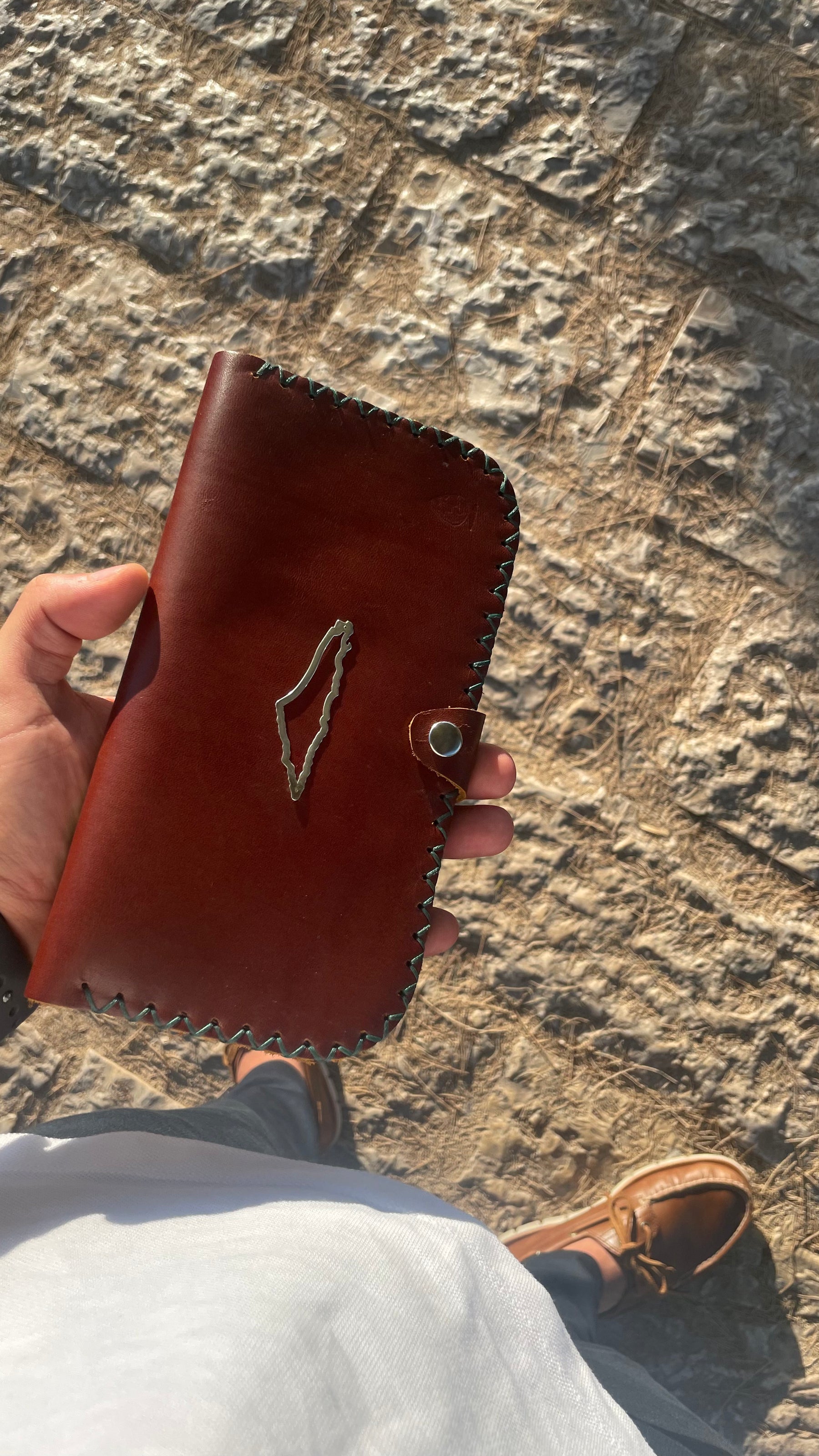 Palestine map frame leather hand purse
