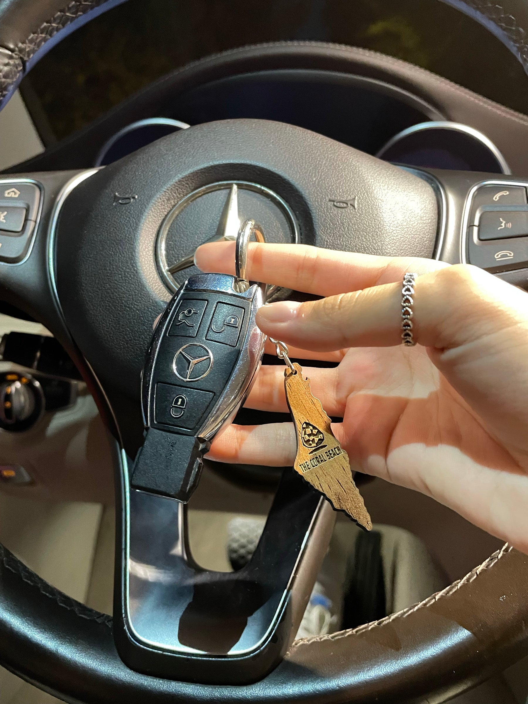 Olive wood Palestinian map keychain