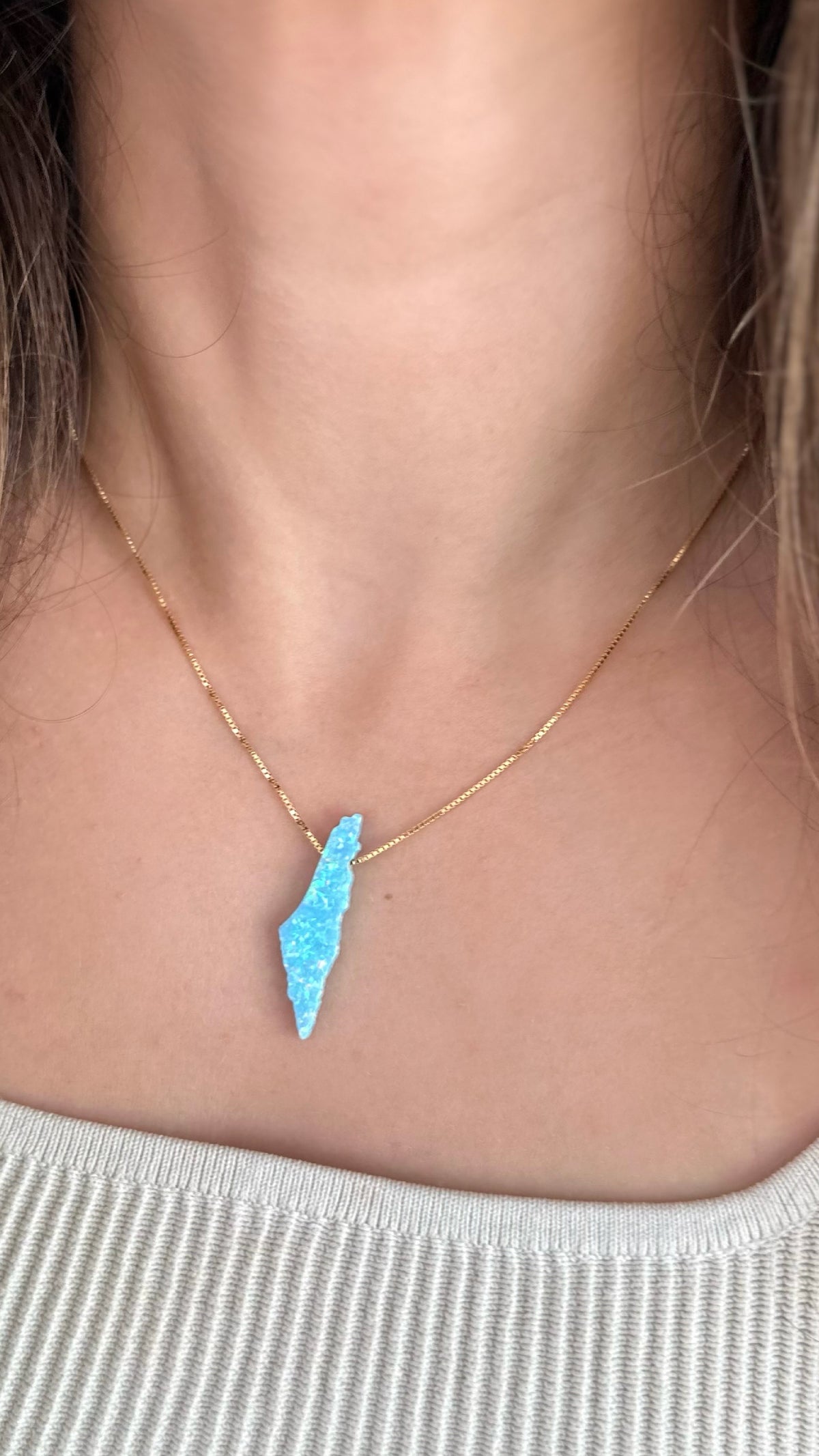 Opal Palestine map necklace