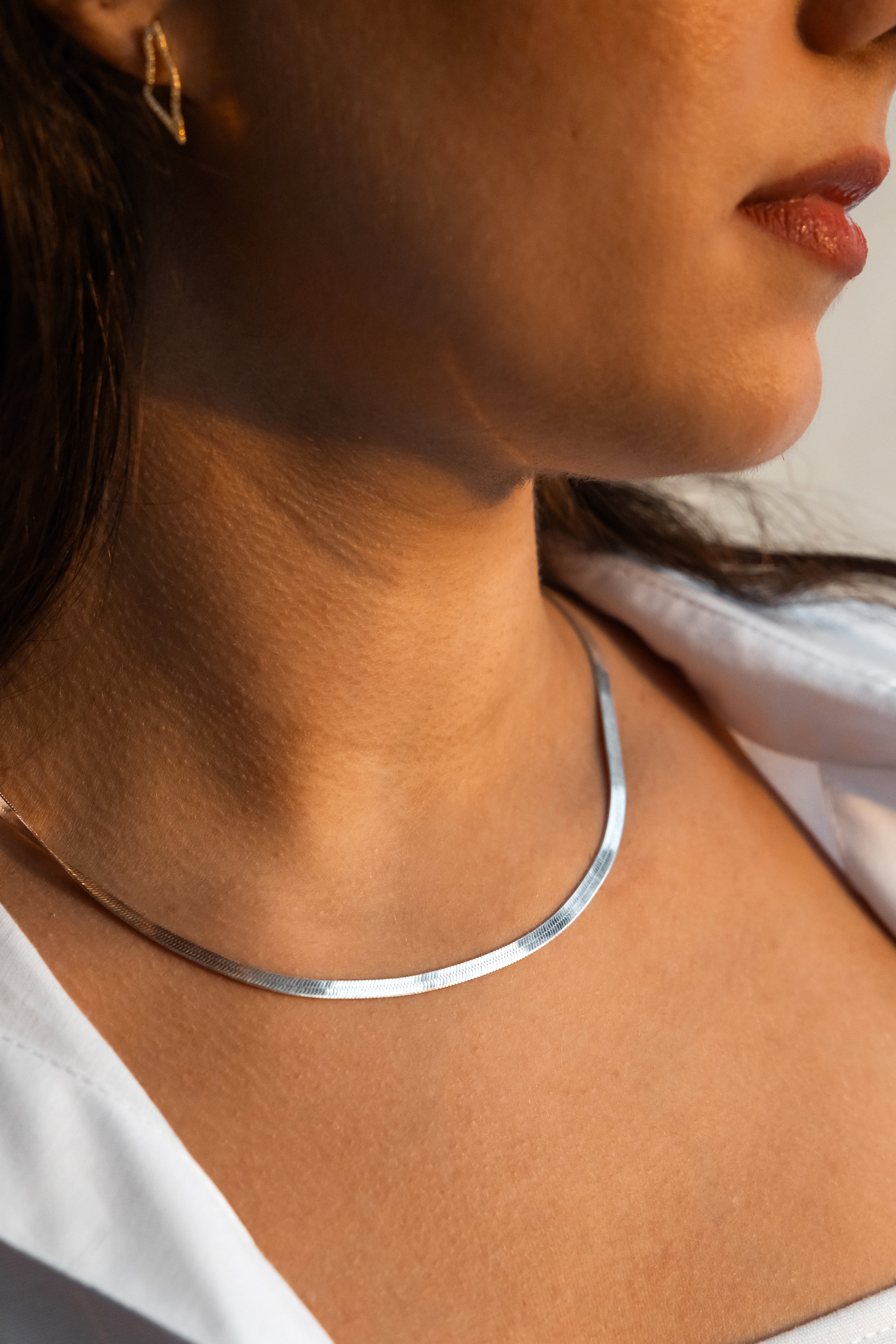 【TATIANA】(Silver925) Modern Flat Snake Chain Necklace 韓国 TATIANA】(Silver925) Modern Flat Snake Chain Necklace 韓国