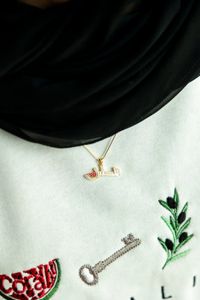 Palestine word with watermelon inside