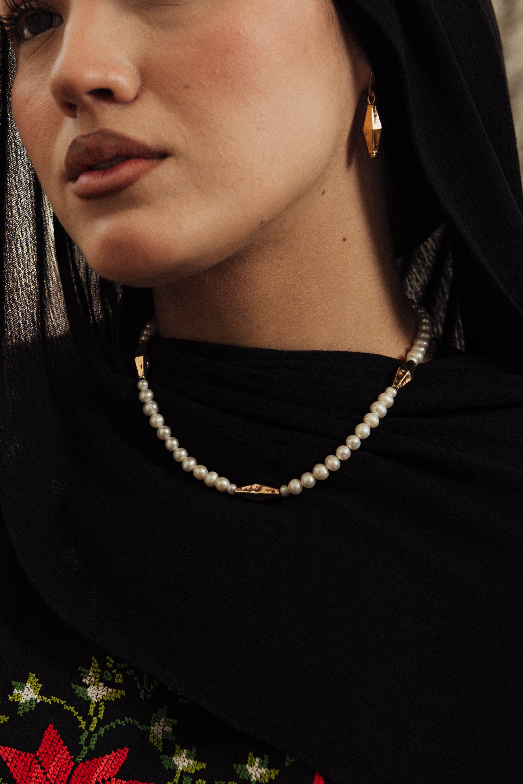 Large Olive beads with Pearls