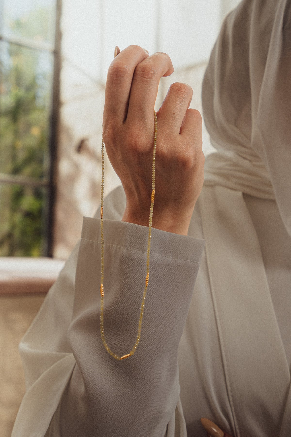 Small olive beads with Diamonds