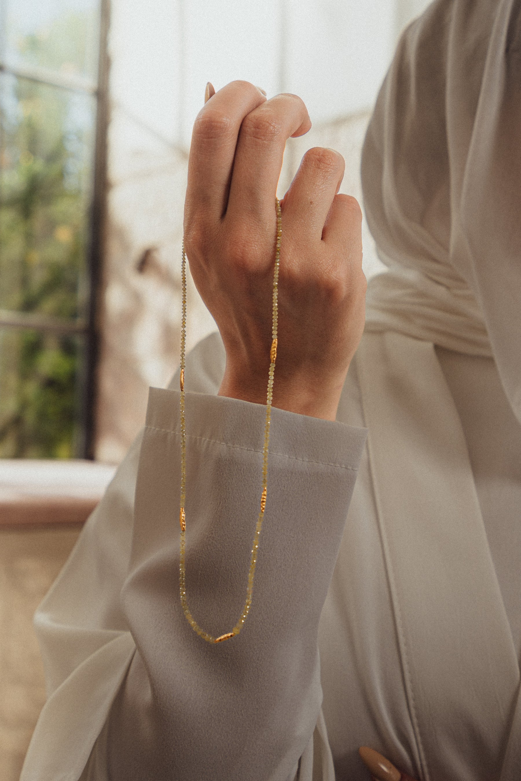 Small olive beads with Diamonds