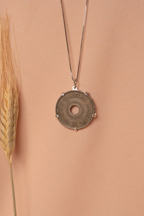 Palestinian coin 20 mil crown frame necklace