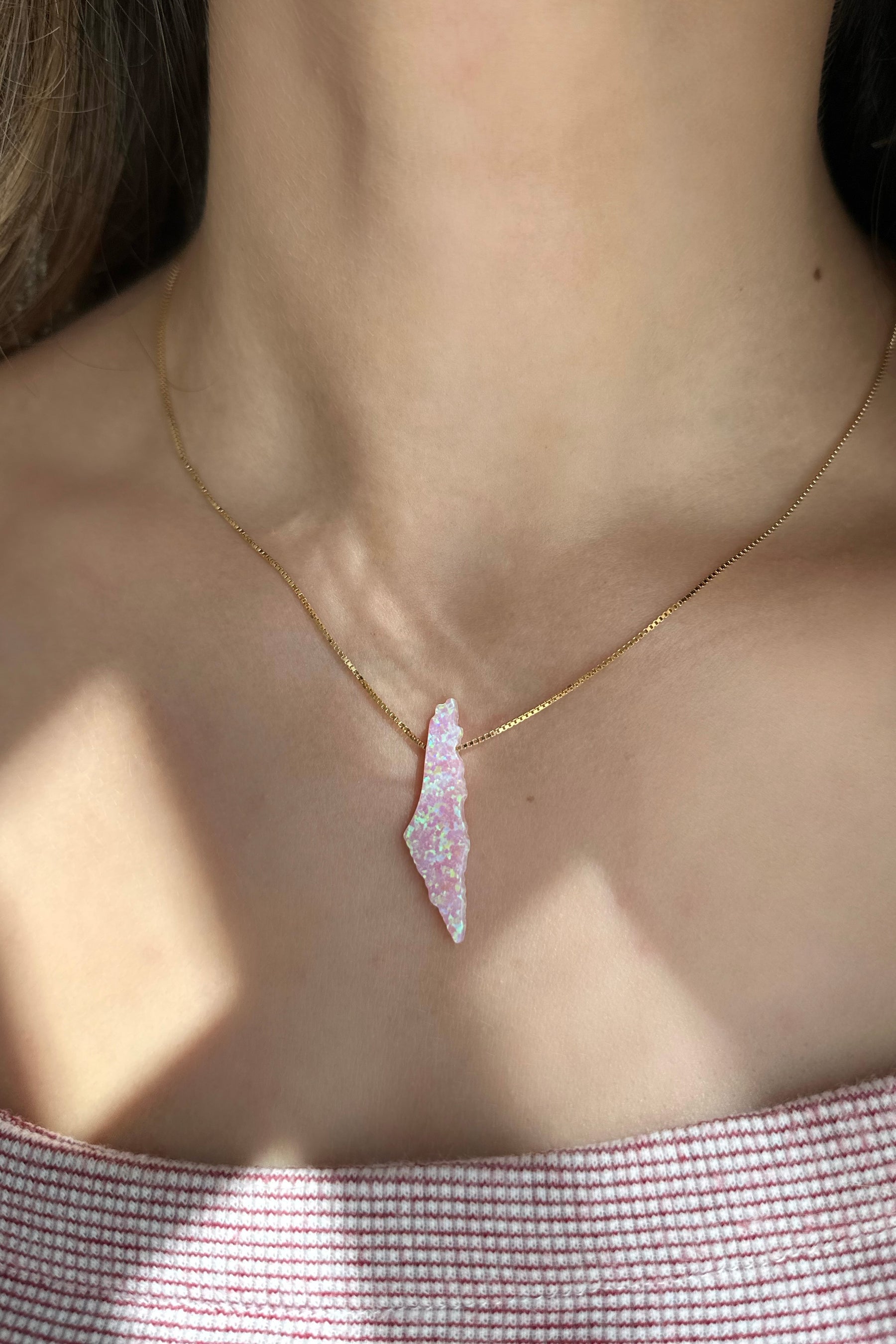 Opal Palestine map necklace