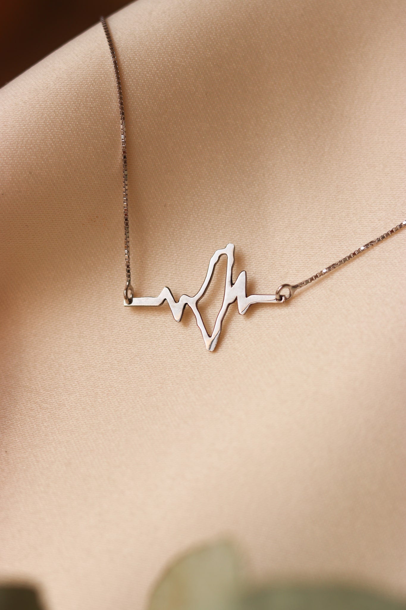 Heart beat with Palestine map in the middle necklace