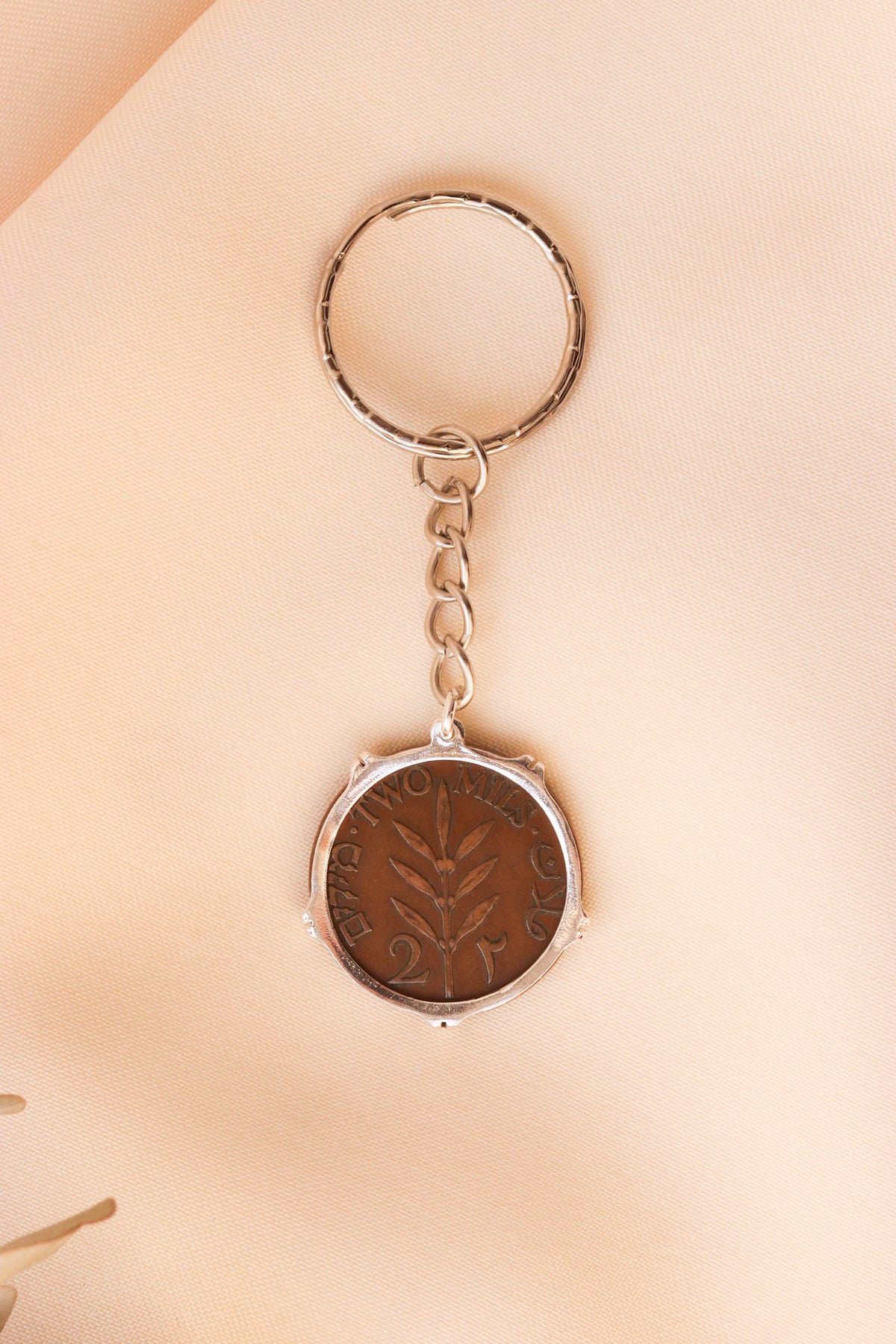 ميدالية مفاتيح العملة الفلسطينية ٢مل مع ايطار تاجي