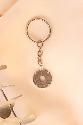 Palestinian coin 5 mil silver simple frame keychain