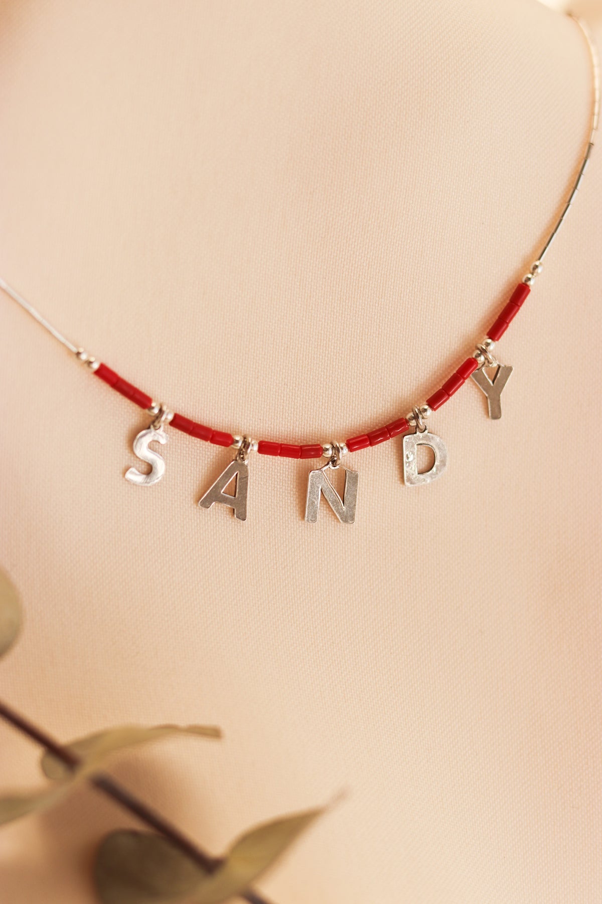 Custom name letters necklace with beads
