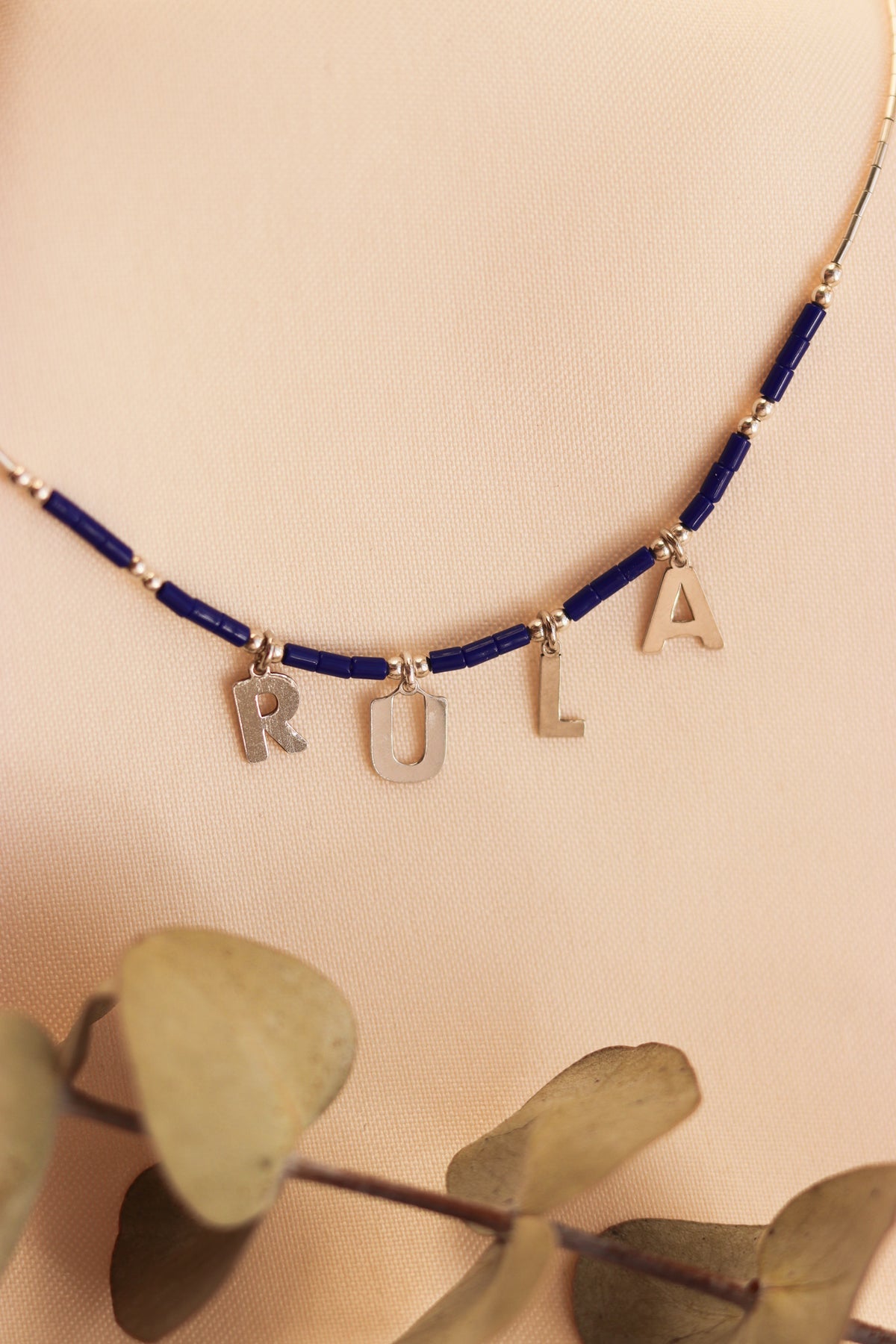 Custom name letters necklace with beads