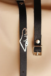 Palestine map frame with vertical Palestine Arabic word leather bracelet