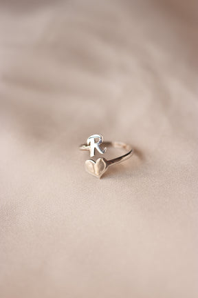 Letter ring with a heart
