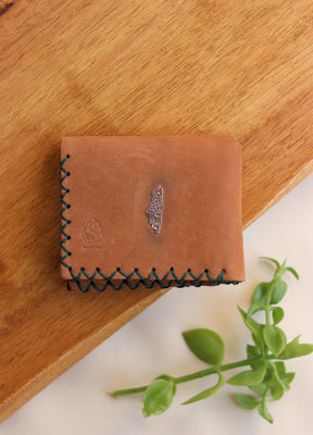 Palestine map with Palestinian famous poem written inside foldable leather wallet