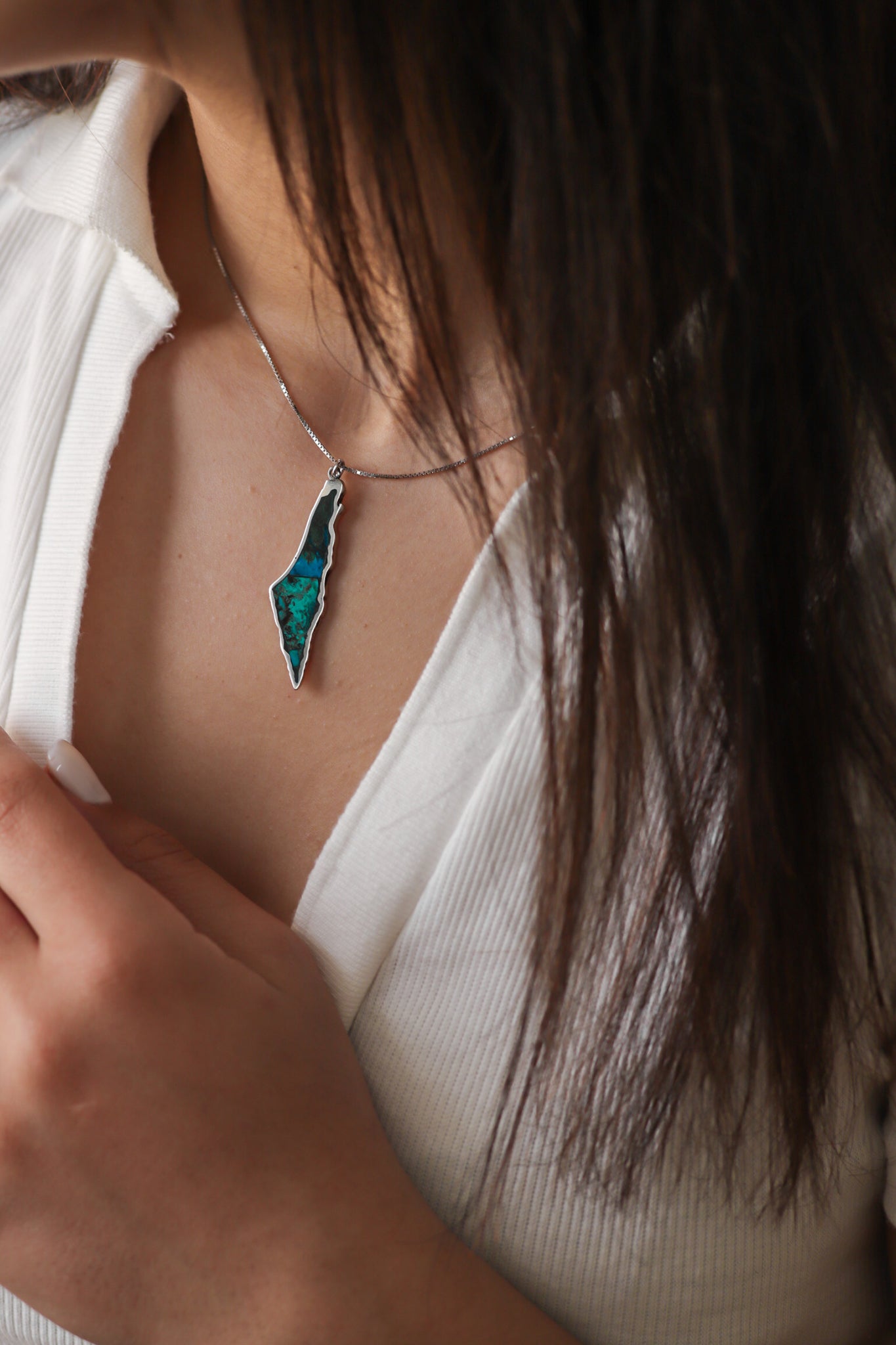 Um Al Rash Rash Map Palestine map frame with Umm al rashrash stone inside necklace